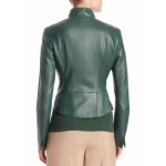 Long Sleeves Real Womens Designer Green Leather Jacket