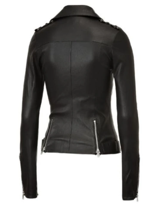 Real Iconic Womens Black Leather Moto Jacket Sale