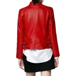 Real Red Leather Motorbike Jacket for Women