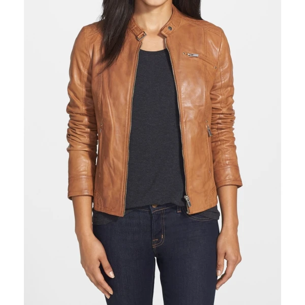 Real Womens Designer Brown Leather Jacket