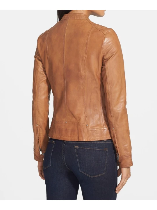 Real Womens Designer Brown Leather Jacket
