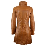 Vintage Tan Brown Real Leather Coat for Ladies