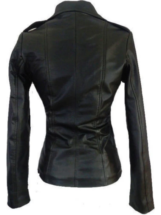 Womens Custom Black Leather Outerwear Riding Jacket