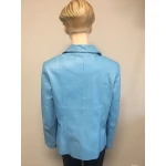 Womens Light Blue Blazer Style Leather Jacket