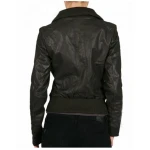 Womens Real Black Leather Bomber Jacket