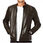 Branded Pure Lambskin Dark Brown Leather Jacket for Mens