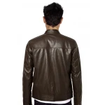 Branded Pure Lambskin Dark Brown Leather Jacket for Mens