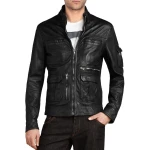 Genuine Design Mens Black Leather Jacket