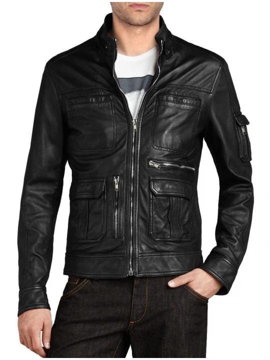 Genuine Design Mens Black Leather Jacket
