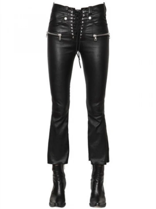 Genuine Soft Black Leather Jeans Pants for Womens