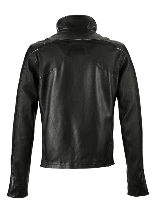 Mens Classic Style Black and Red Leather Jacket