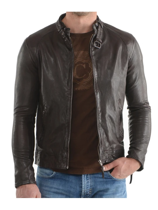 Simple Elegant Dark Brown Mens Leather Jacket