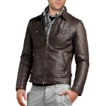 Soft Stylish Mens Lambskin Genuine Dark Brown Leather Jacket