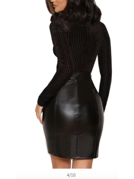 Stylish Genuine Lambskin Black Leather Short Mini Skirt for Women