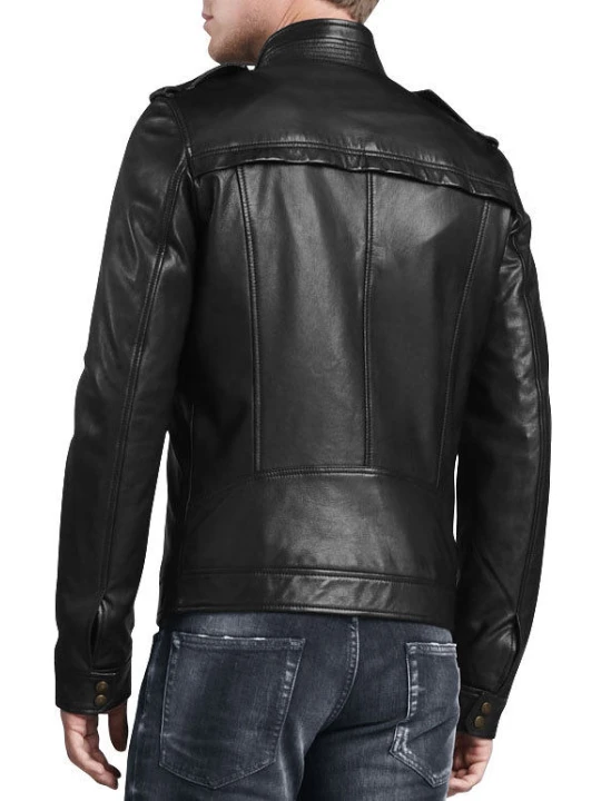 Western Mens Genuine Leather Black Jacket