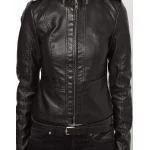 New Genuine Soft Lambskin Short Black Leather Jacket for Women