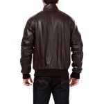 Genuine Brown Real Leather Bomber Jacket for Men