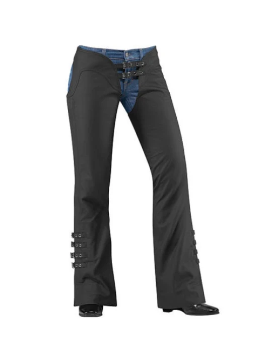 Womens Custom Fit Natural Black Leather Riding Chaps