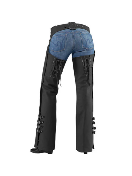 Womens Custom Fit Natural Black Leather Riding Chaps