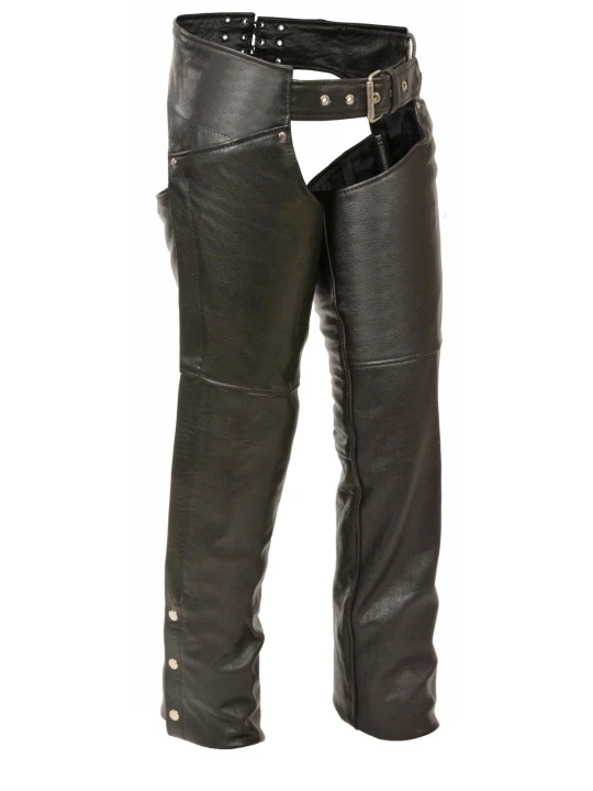 Womens Reflective Piping Leather Thigh Pocket Chaps