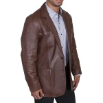 Mens Western Pure Leather Dark Brown Sportcoat Blazer