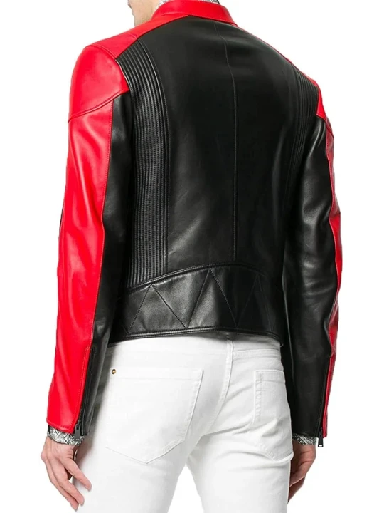 Black Leather Moto Jacket's Strip Details