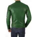 Quilted Green Leather Biker Jacket