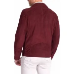 Red Suede Leather Moto Jacket
