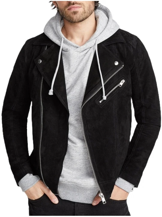 Suede Black Leather Biker Jacket