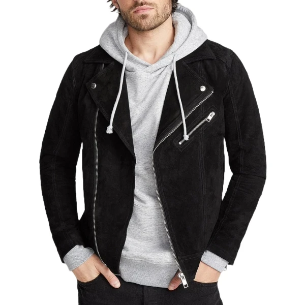 Suede Black Leather Biker Jacket