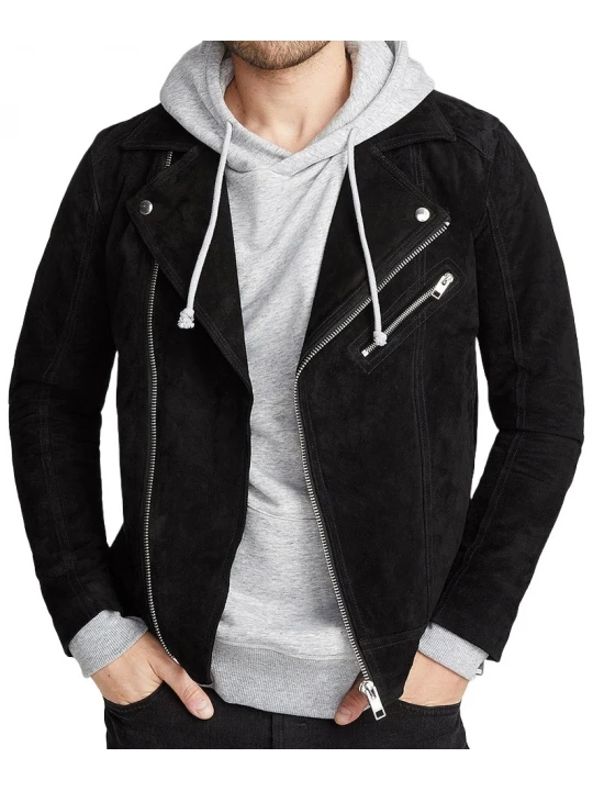 Suede Black Leather Biker Jacket