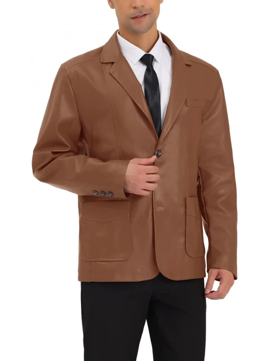 Formal Sports Brown Leather Blazer