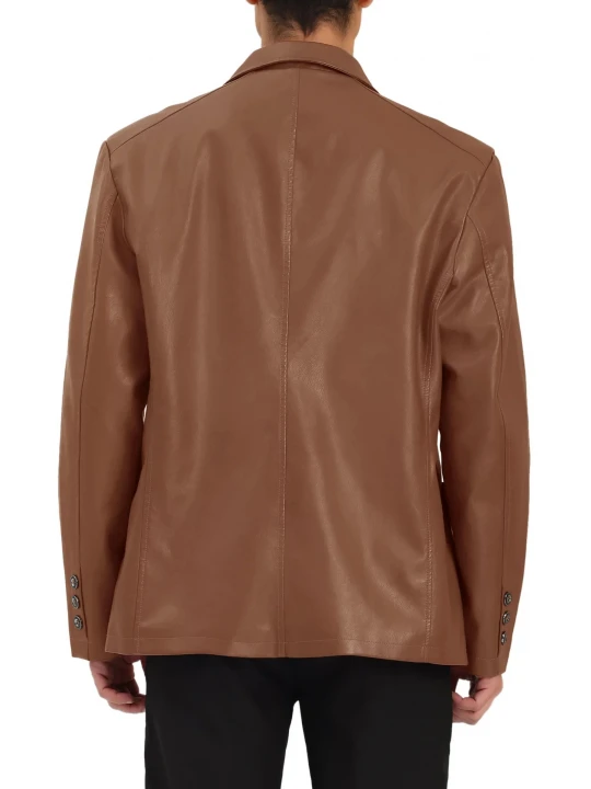 Formal Sports Brown Leather Blazer
