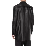Front Patch Pockets Black Leather Blazer