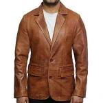 Leather Blazer Vintage Brown