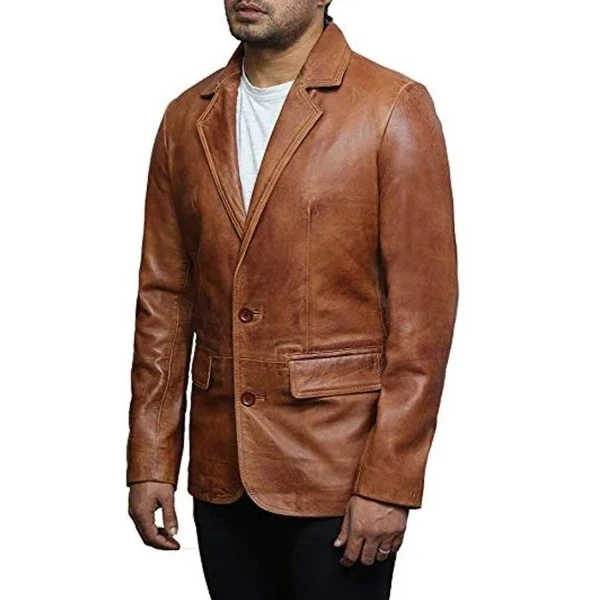 Leather Blazer Vintage Brown