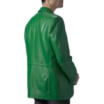 Notch Collar Green Leather Blazer