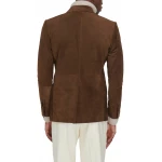 Peak Lapel Brown Suede Leather Blazer