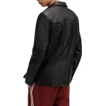 Three Button Black Leather Blazer