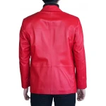 Three Button Red Leather Blazer