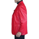 Three Button Red Leather Blazer