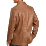 Two Button Camel Leather Blazer