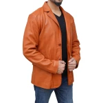 Two Button Orange Leather Blazer