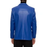 Two Button Royal Blue Leather Blazer