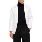 Two Button White Leather Blazer