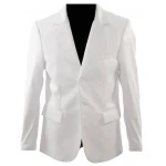 Two Button White Leather Blazer