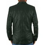 Two Buttons Green Leather Blazer