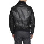 Black Leather Aviator Bomber Jacket