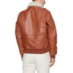 Brown Leather Aviator Bomber Jacket