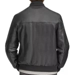 Front And Back Yoke Black Leather Bomber Jacket